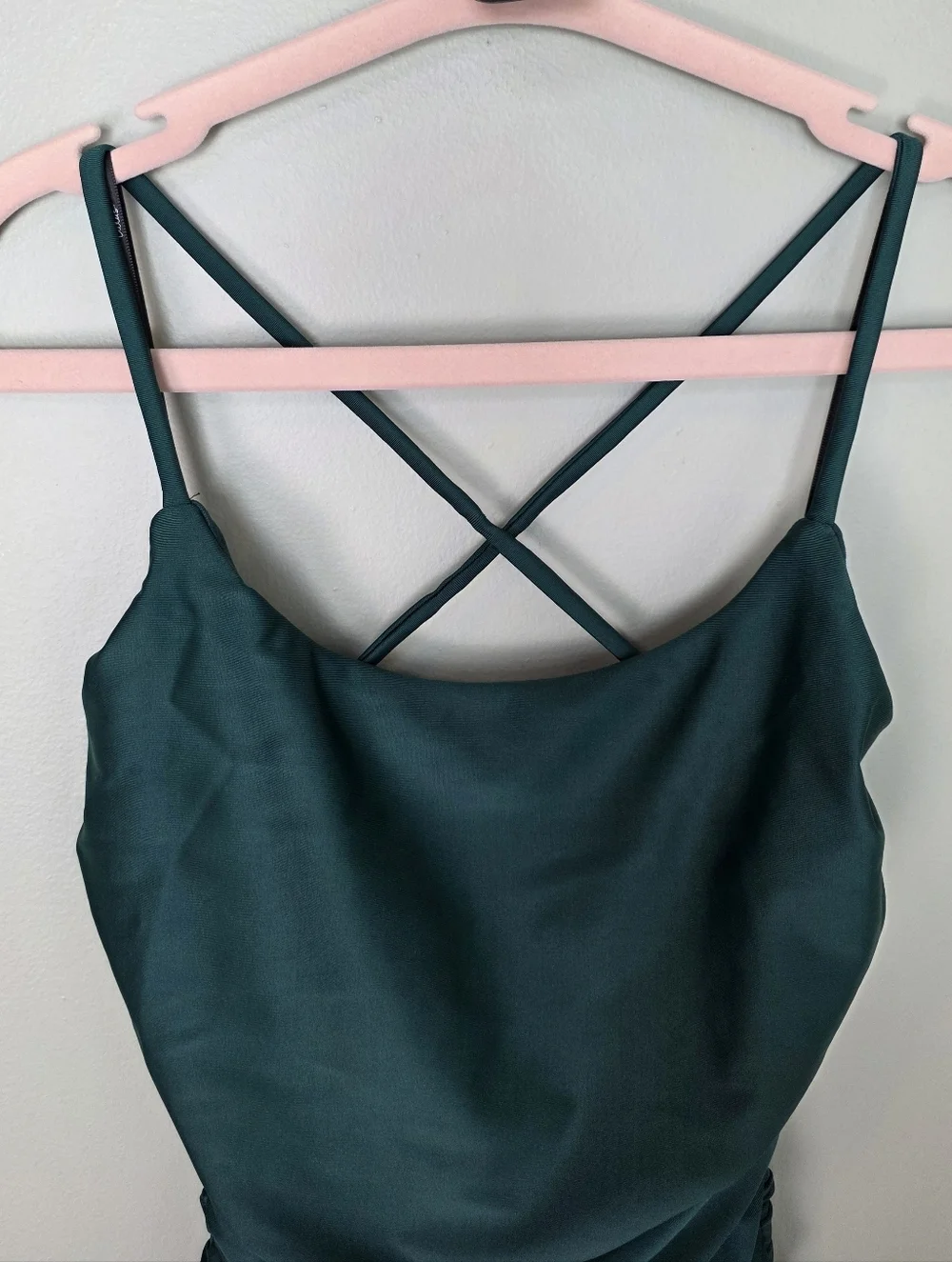 Lulus Confident Allure Emerald Ruched Lace-Up Bodycon Mini Dress, Small, NWT!